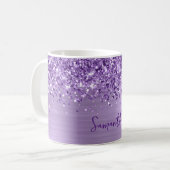 Mug Pailleté Glam Royal Violet Nom (Devant gauche)