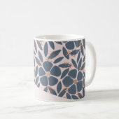 Mug Pailleté Rose Gold Fleurs Bleu Smokey Mignon (Devant droit)