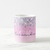 Mug Pailleté Violet Monogrammé Rose Féminin (Centre)