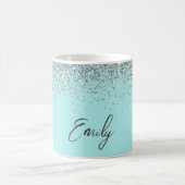 Mug Paillettes bleu sarcelle aqua féminin (Centre)