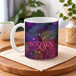Mug Paillettes colorées élégantes monogramme fumée