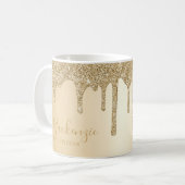 Mug Paillettes de luxe dorées personnalisées (Devant gauche)