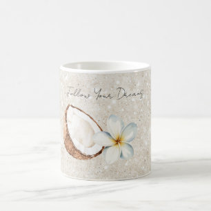 Mug Paillettes de sable de fleur de plumeria de noix d