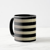 Mug Paillettes dorées dégradé rayé rayures noir (Devant gauche)