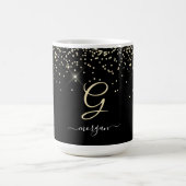 Mug Paillettes dorées et monogramme Nom en écriture bl (Centre)