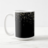 Mug Paillettes dorées et monogramme Nom en écriture bl (Gauche)