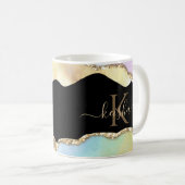 Mug Paillettes dorées fausses et vagues pastel Bling (Devant droit)