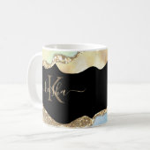 Mug Paillettes dorées fausses et vagues pastel Bling (Devant gauche)