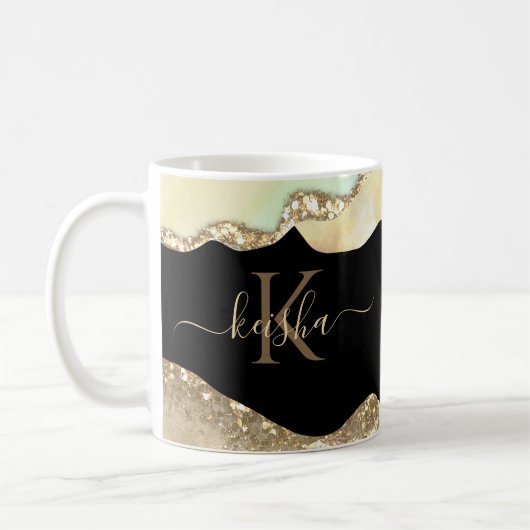 Mug Paillettes dorées fausses et vagues pastel Bling (Gauche)