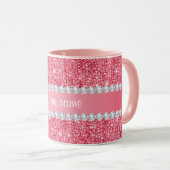 Mug Paillettes et diamants roses de Faux (Devant droit)