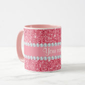 Mug Paillettes et diamants roses de Faux (Devant gauche)