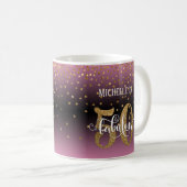 Mug Paillettes et écriture 50 et fabuleuse, ombre rose (Devant droit)