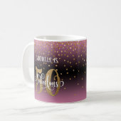Mug Paillettes et écriture 50 et fabuleuse, ombre rose (Devant gauche)