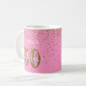 Mug Paillettes et écriture 50 et fabuleux sur rose (Devant gauche)