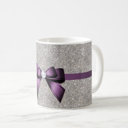 Mug Paillettes étincelantes élégantes, arc pourpre et (Devant droit)