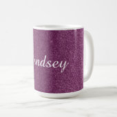 Mug Paillettes Faux Violet Avec Nom (Devant droit)