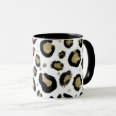 Mug Paillettes Or Blanc & Imprimé Léopard Guépard Noir (Devant droit)