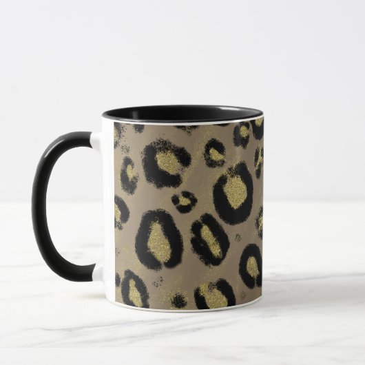 Mug Paillettes Or Brun & Imprimé Léopard Guépard Noir (Gauche)
