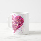 Mug Paillettes rose pétillant coeur amour valentine (Devant gauche)