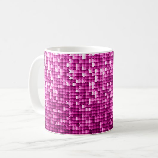 Mug Paillettes roses, argent, paillettes noires (Devant gauche)
