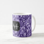 Mug Paillettes violet ultra violet monogramme (Devant droit)