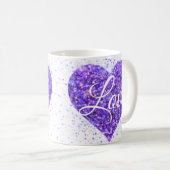 Mug Paillettes violettes, amour graffiti valentine (Devant droit)