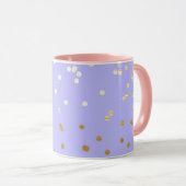Mug Paillettes violettes et orées Points de confettis  (Devant droit)