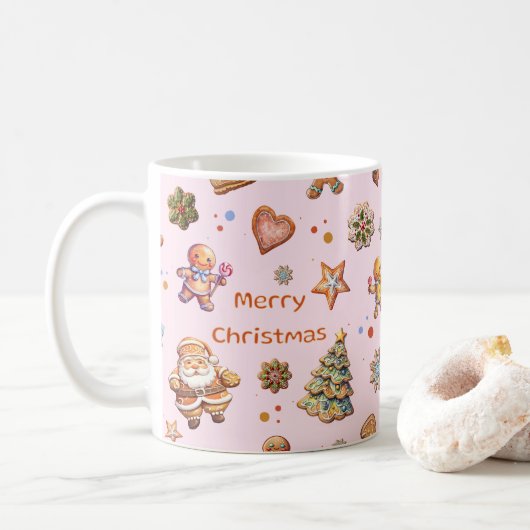 Mug Pain d'épice rose de Noël (Avec donut)