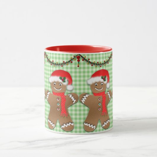 Mug Pain d'épices de Noël hommes sur en vichy vert enf (Centre)