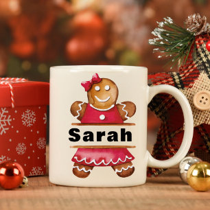 Mug Pain d'épices Fille Nom personnalisé Noël