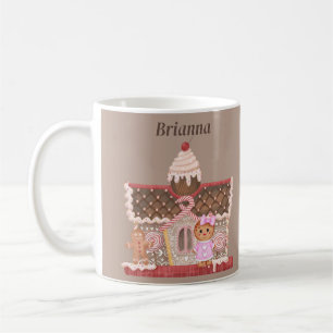 Mug Pain d'épices rose fille et maison avec cerise sur