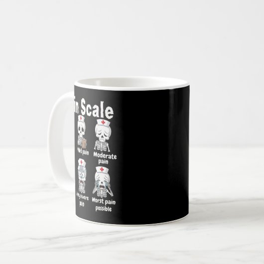 Mug Pain Scale Cute Nurse Skeleton Halloween Trauma Fu (Devant gauche)