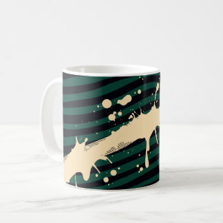 Mug Paint Splash on Green and Black Wavy Background