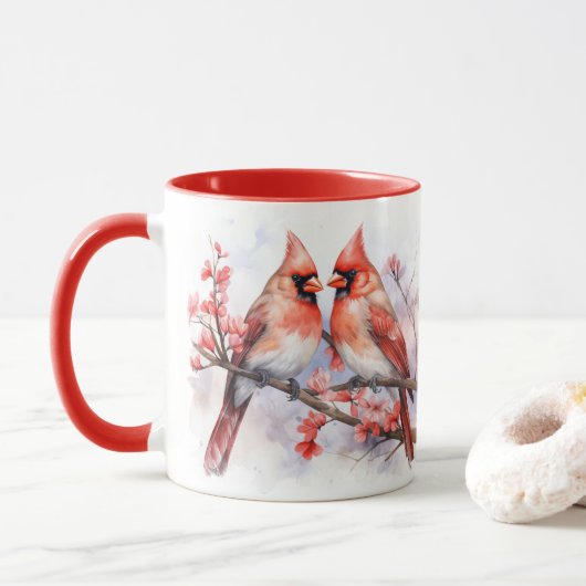 Mug Paire cardinale d'hiver 1 (Avec donut)
