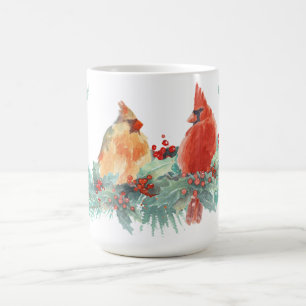 Mug Paire cardinale d'hiver avec Holly