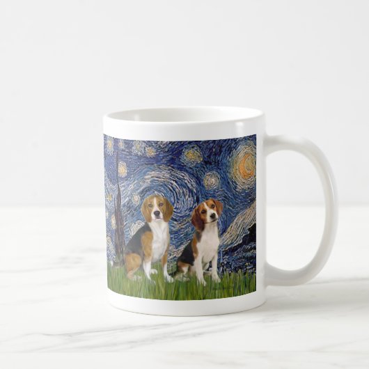 Mug Paire de Beagles - Nuit étoilée (Droite)