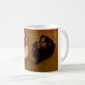 Mug Paire de Carlins aquarelle portrait d'art (Devant droit)