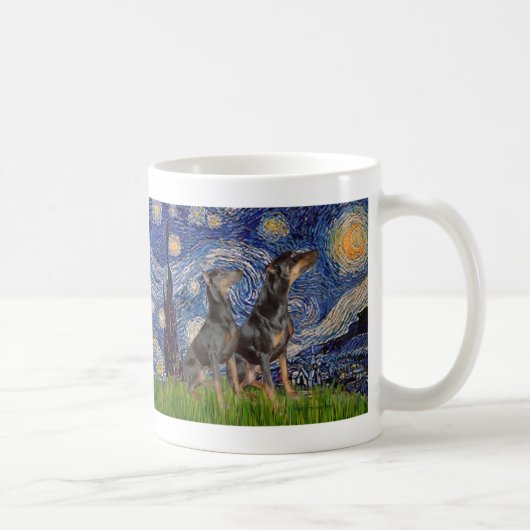 Mug Paire de doberman - Nuit étoilée (Droite)