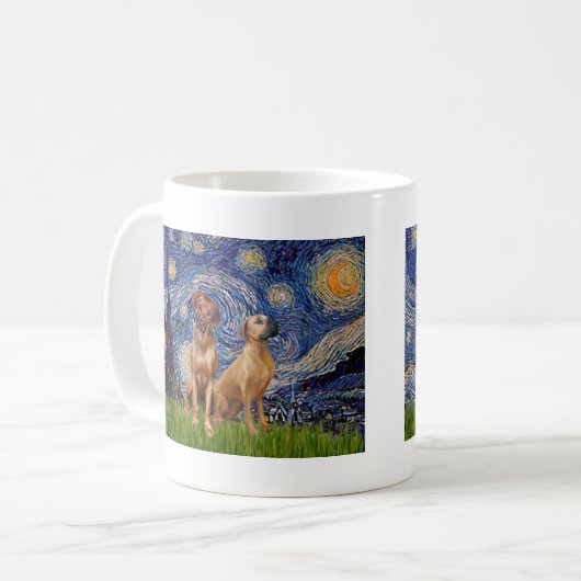 Mug Paire Rhodesian Ridgeback - Nuit étoilée (Devant gauche)