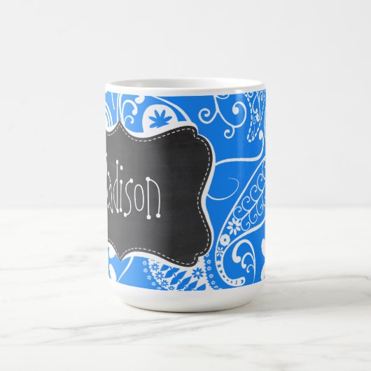 Mug Paisley bleu azuré ; Floral ; Tableau (Centre)
