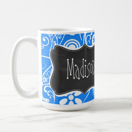 Mug Paisley bleu azuré ; Floral ; Tableau (Gauche)