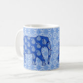 Mug Paisley éléphant - bleu cobalt et blanc (Devant gauche)