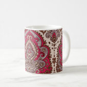 Mug Paisley floral indien, motif de mandala ethnique. (Devant droit)