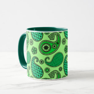 Mug Paisley motif, jade et vert menthe