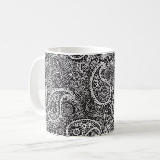 Mug Paisley noir et blanc (Devant gauche)