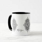 Mug Paisley Noir Orné Mandala (Devant gauche)
