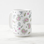 Mug Paisley Obsession Rose et Musique verte (Devant gauche)