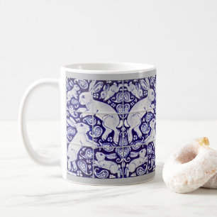 Mug Paisley Rabbit Carreaux en céramique Motif Bleu et