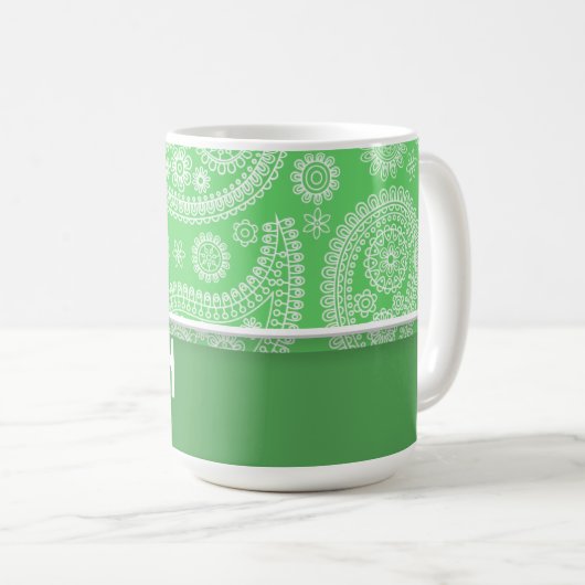 Mug Paisley vert Girly (Devant droit)