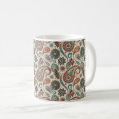 Mug Paisley vintage en crème Turquoise rouge (Devant droit)